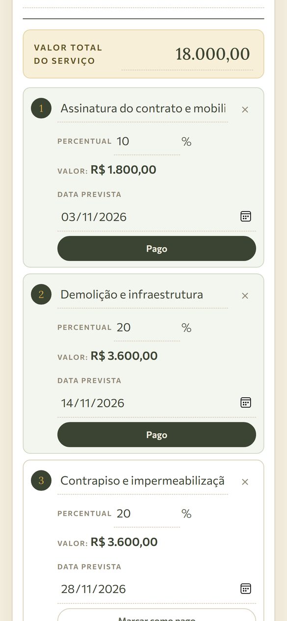 Pagamento por etapa